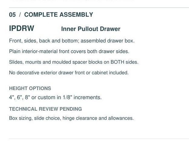 IPDRW complete assembly specifications