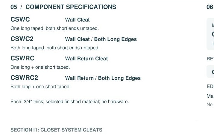 CSWC component specifications